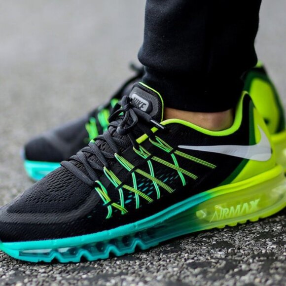 Excellent Nike Air Max 2015 Indigo Turquoise Volt Womens 10.5 US 42.5 EUR Mens 9 - Picture 13 of 16